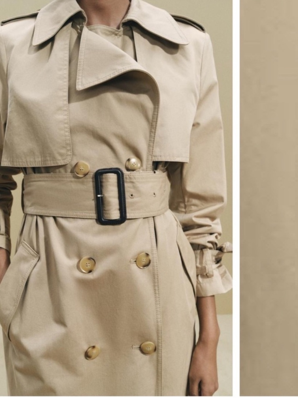 Zara Limited edition pure cotton celeb style Beige Trench Coat with Belt - Women - Picture 3 of 12